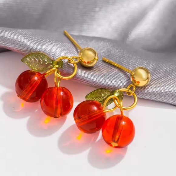 Cherry Gold Earrings - Picture 1 of 4